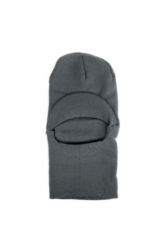 Umo Lorenzo Italy Balaclava One Hole Open Face Knit Face Ski Mask W Visor Gray