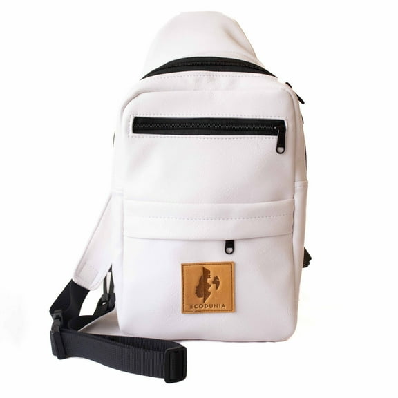 Vegan Large Crossbody Sling Bag for Men | Vegan Leather Sling Bag for Women | Umoja White Sling Backpack Bag for Men Women | Vegan Leather Large Sling Bag for Men