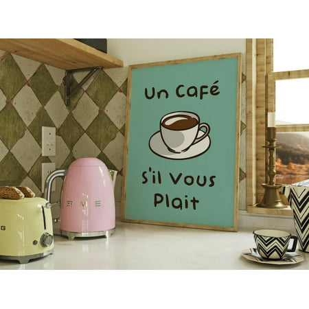 Un Café S'Il Vous Plaît - French Coffee Art, Cute Cafe Quote Wall Decor For Coffee Enthusiasts And Kitchen Spaces Wall Art, Modern Wall Decor, 8x12 UNFRAMED