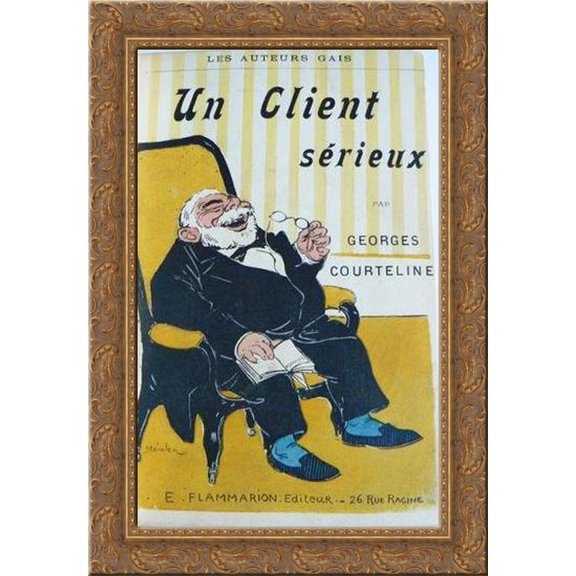 Un Client Serieux 24x18 Gold Ornate Wood Framed Canvas Art by Theophile Steinlen