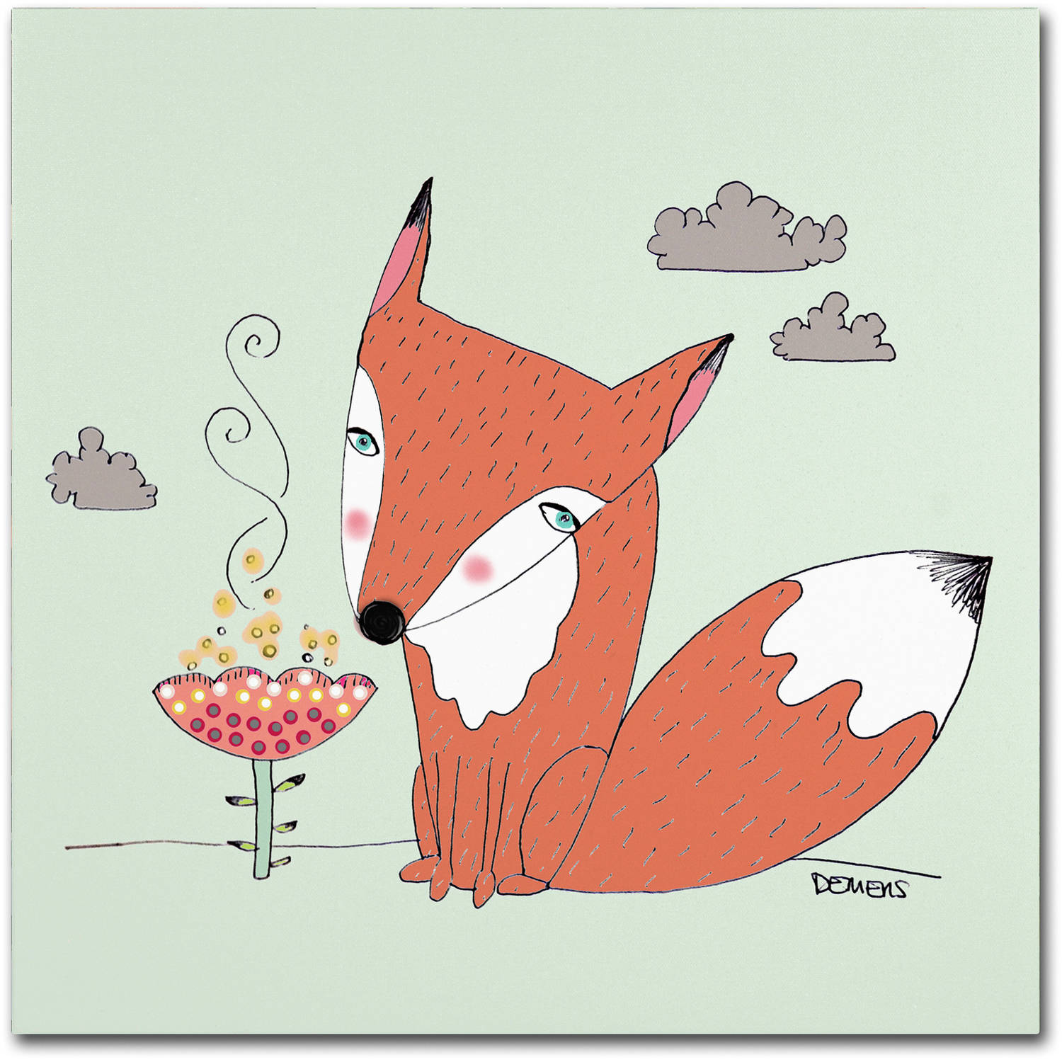 "Un Renard Dans La Cours" Canvas Art by Sylvie Demers