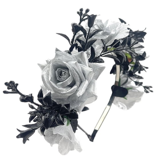 Un-der $2 Luo Fashion halloween headbands,Women Rose Hairband Branch Wedding Wreath Headband Cos-tume Hair Acc-essory