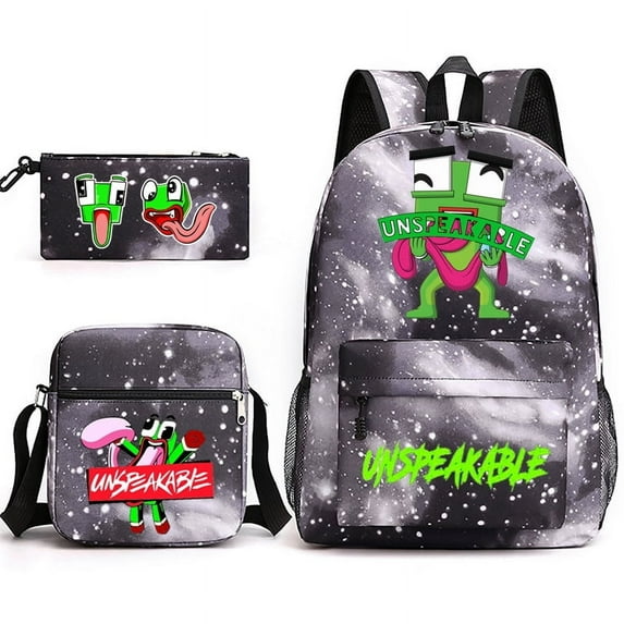 Un*speak&able Anime Backpack Set 3 Pieces with Shoulder Bag and Pencil Case for Women Men, Fashion Daypack, Classic High Backpack for Teens, Travel Laptop Backpacks