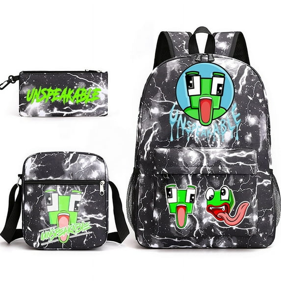 Un*speak&able Anime Backpack Set 3 Pieces with Shoulder Bag and Pencil Case for Women Men, Fashion Daypack, Classic High Backpack for Teens, Travel Laptop Backpacks