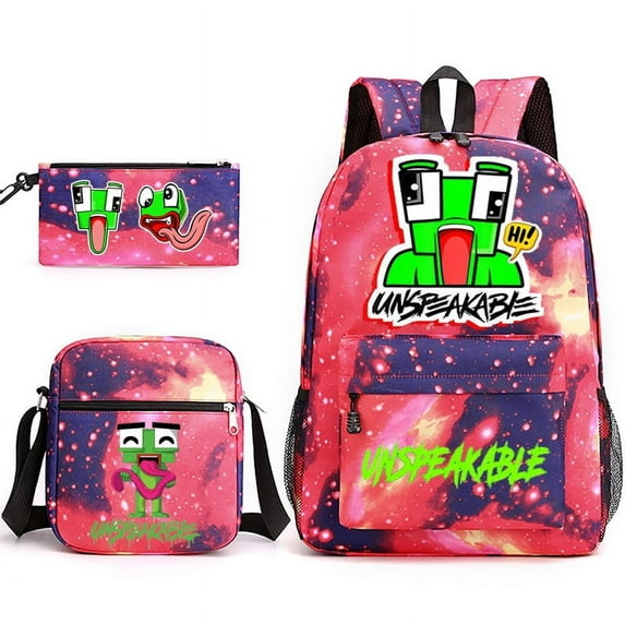 Un*speak&able Anime Backpack Set 3 Pieces with Shoulder Bag and Pencil Case for Women Men, Fashion Daypack, Classic High Backpack for Teens, Travel Laptop Backpacks