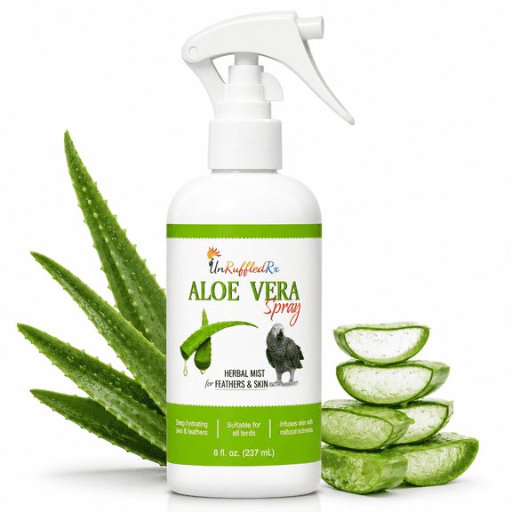 UnRuffledRx Aloe Vera Bird Spray, 8 oz Soothes Itchy Skin, Molting & Feather Plucking
