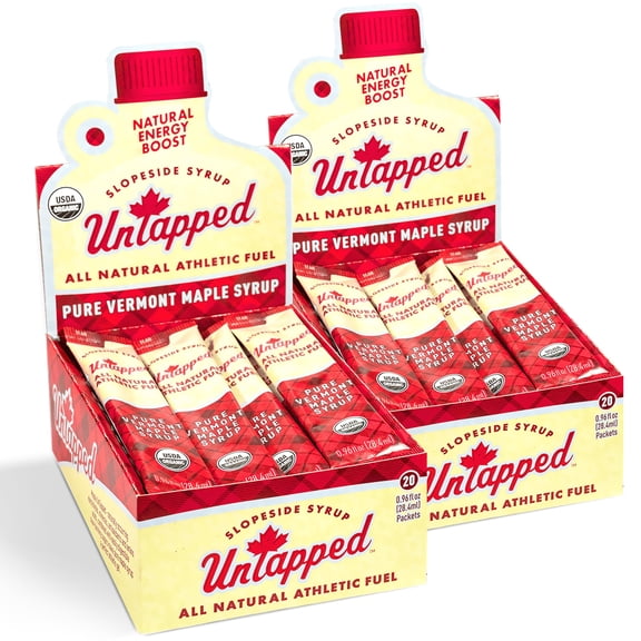 UnTapped Maple Syrup Packets Box of 20, Pack of 2 | Pure Maple Syrup Gel Packs for Runners | Single-Serve Running Energy Gels | Low Glycemic | Fuel to Keep You Running Longer