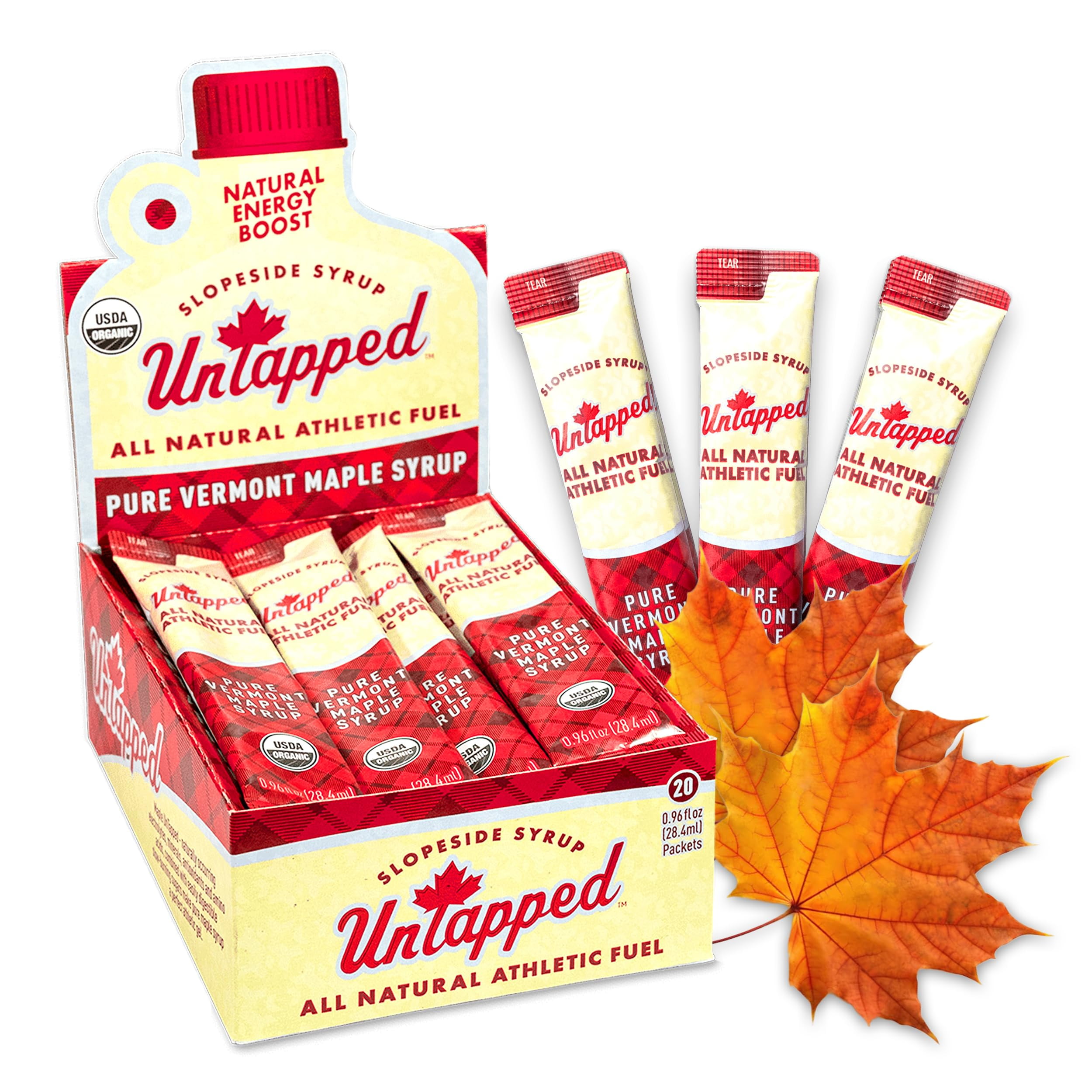 UnTapped Vermont Maple Syrup Packets for Athletes, Box of 200.96 Fl Oz