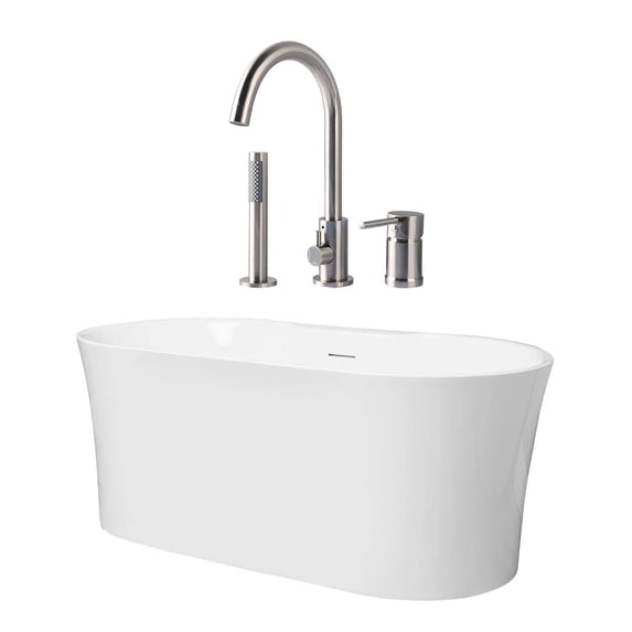 Una 67 Inch Acrylic Double Ended Freestanding Tub and Faucet Package