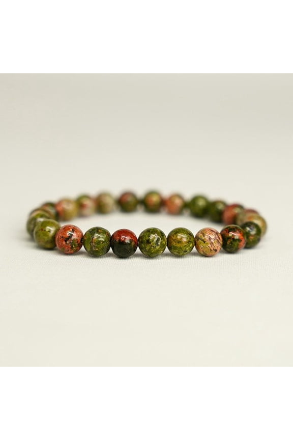 Unakite Bracelet - Stone of Visions | Stone Beads Bracelet | Focus on Heart Chakra | Stunning Gem Patterns Tones | Unakite is a beautiful, grounding stone that helps you connect with the ea