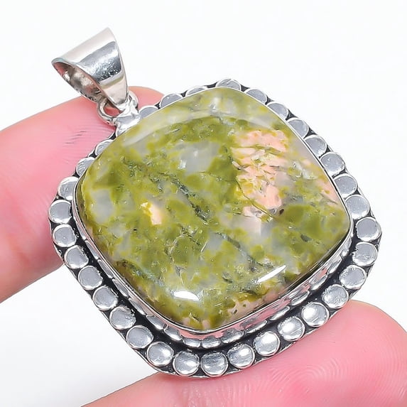 Unakite Gemstone Pendant Handmade Thanksgiving Gift Jewelry 2.2" FP 2831