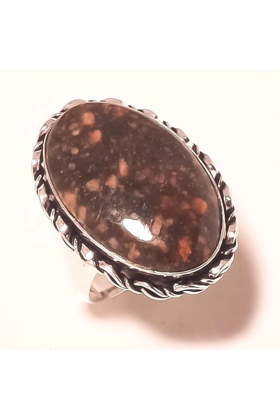 Unakite Gemstone Ring Handmade Unique Design Wedding Gift Jewelry 7.50"