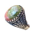thumbnail image 1 of Unakite Jasper Mens Ring, Natural Unakite Jasper Ring, Oxidized, 925 Silver Ring, Birthday Gift, Heavy Mens Ring, Arabic Design, Ottoman Style Ring, Christmas, Turkey Mens Signet Ring, 1 of 6