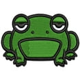 thumbnail image 1 of Unamused and Grumpy Frog Applique Multi-Color Embroidered Hook & Loop Patch - 2.0 Inch Mini, 1 of 5