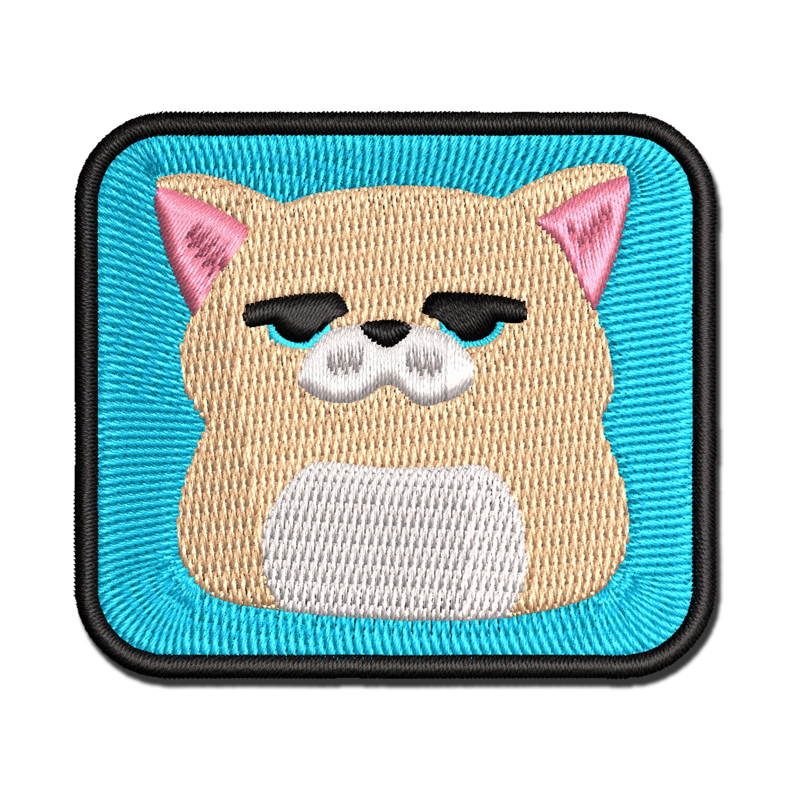 Unamused and Unhappy Cat Loaf Applique Multi-Color Embroidered Iron-On Patch - 3.5 Inch Large