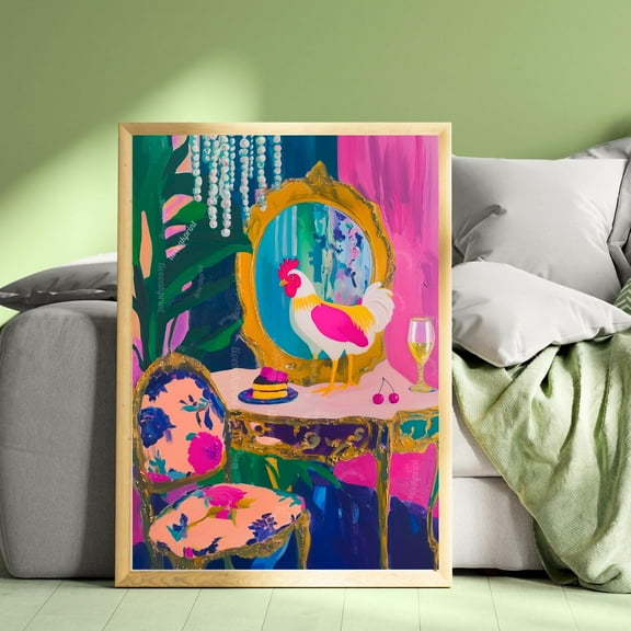 Unapologetic Chicken Might Step In Your Desserts - Maximalist Vanity Print – Farm Animal Rooster Decor – Funny Wall Art – Bold Art Print Wall Art, Modern Wall Decor, 8x12 UNFRAMED