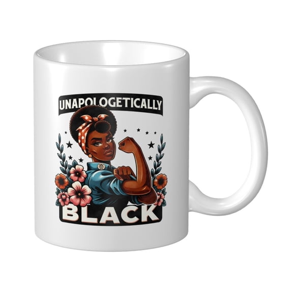 Unapologetically Black Ceramic Coffee Mug, Black History Month Gift for Black Women Men - 11oz Tea Mug, Empowering African American Tea Cup, Melanin Gifts
