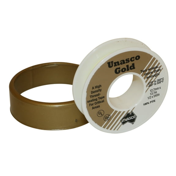 Unasco Gold Maximum Density Thread Seal Tape: 1/2 in x 15 yds. (Gold)