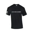 thumbnail image 1 of Unashamed Cross American Flag Mens Christian Short Sleeve T-Shirt Graphic Tee-Black-5xl, 1 of 4