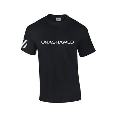 Unashamed Cross American Flag Mens Christian Short Sleeve T-Shirt Graphic Tee-Black-small