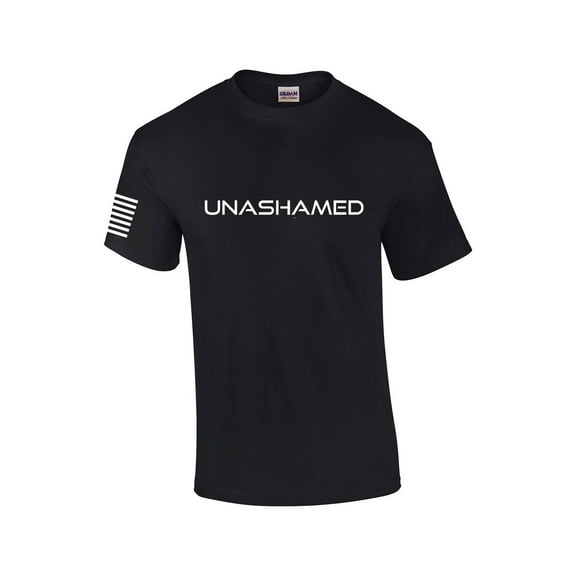 Unashamed Cross American Flag Mens Christian Short Sleeve T-Shirt Graphic Tee-Black-small