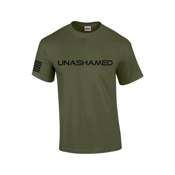 Unashamed Cross American Flag Mens Christian Short Sleeve T-Shirt Graphic Tee-Military-small