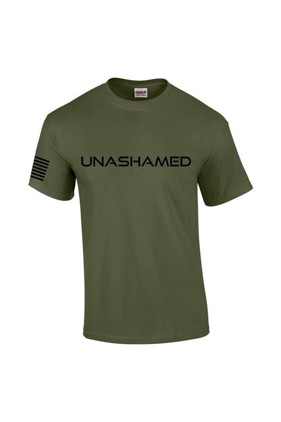 Unashamed Cross American Flag Mens Christian Short Sleeve T-Shirt Graphic Tee-Military-xxl