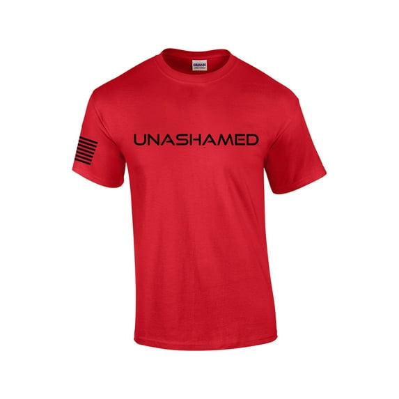 Unashamed Cross American Flag Mens Christian Short Sleeve T-Shirt Graphic Tee-Red-xxxl