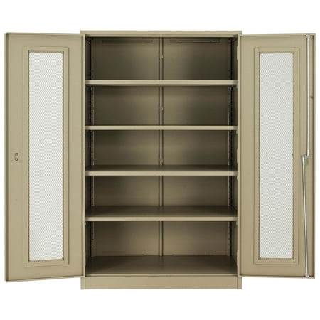 Unassembled Storage Cabinet With Expanded Metal Door, 48x24x78, Tan