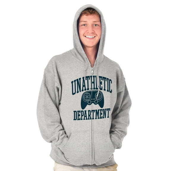 Unathletic Department Video Game Nerd Unisex Fleece Graphic Zip Up Hoodie Brisco Brands 5X