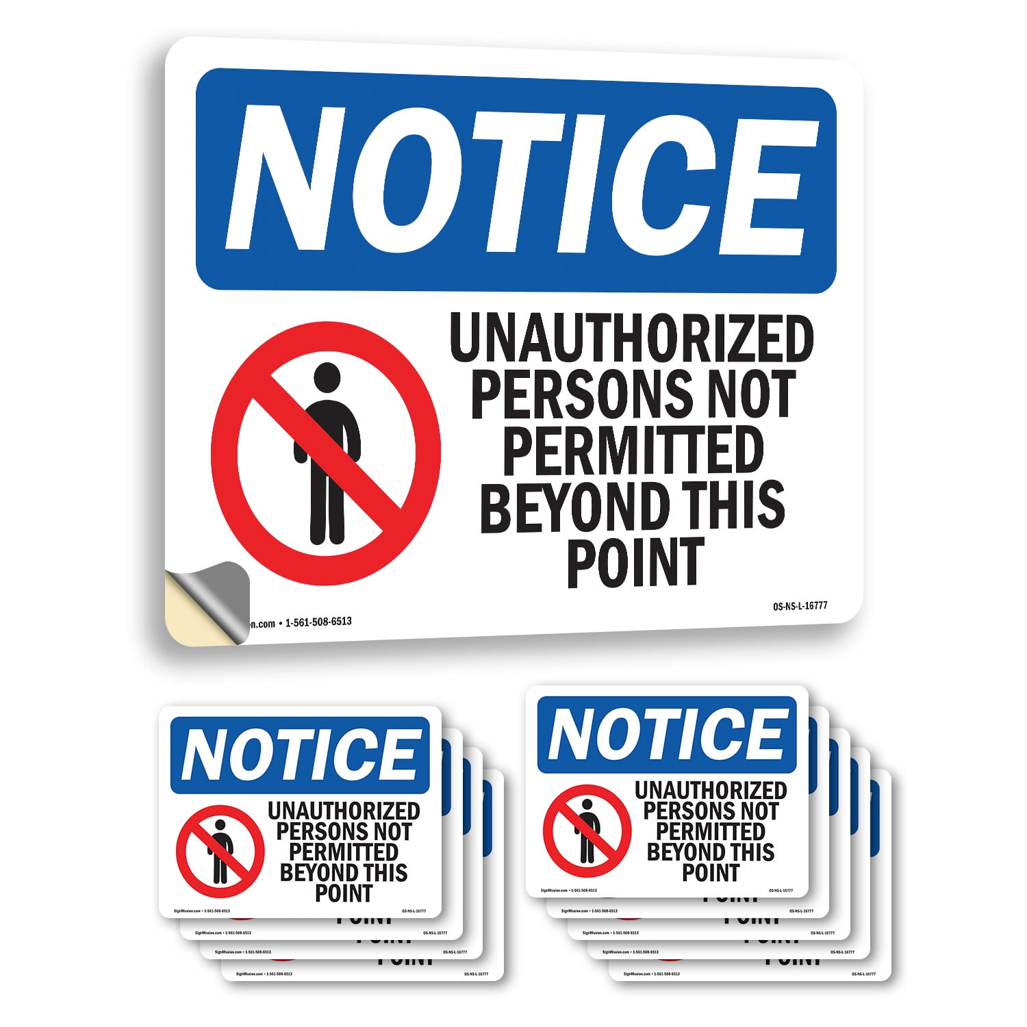 Unauthorized Persons Not Permitted Beyond OSHA Notice Vinyl Decal Label ...