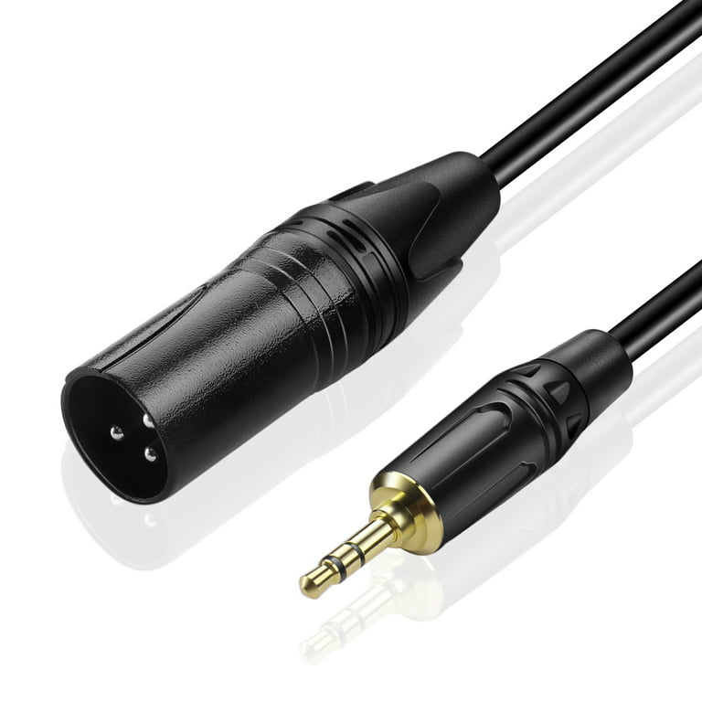 TNP Unbalanced 3.5mm (1/8 inch) TRS to XLR male to male Cable (15ft) Headphone Audio Jack Plug Converter Wire Cord for Voice Recorder, Tablet, Laptop