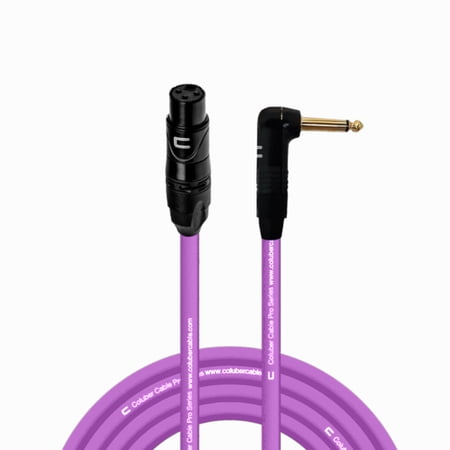 Unbalanced XLR Cable Female to Right Angle 1/4" TS - 25 Feet Purple - Pro 3-Pin Microphone Connector for Powered Speakers, Audio Interface or Mixer for Live Performance & Recording