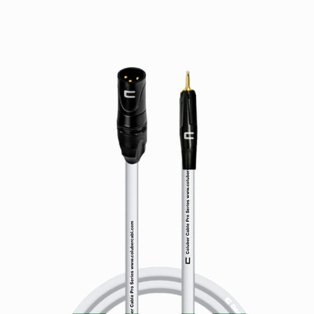 Unbalanced XLR Cable Male to 3.5mm TS - 10 Feet White - Pro 3-Pin Microphone Connector for Powered Speakers, Audio Interface or Mixer for Live Performance & Recording