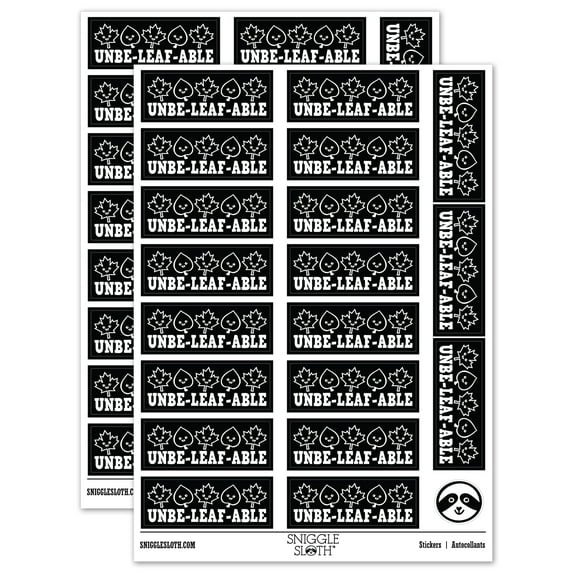 Unbe-leaf-able Unbelievable Work Teacher Student School Sticker Set - Black - Matte Finish - 2.00" Large