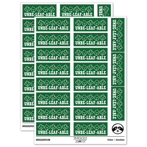 Unbe-leaf-able Unbelievable Work Teacher Student School Sticker Set - Dark Green - Matte Finish - 2.00" Large