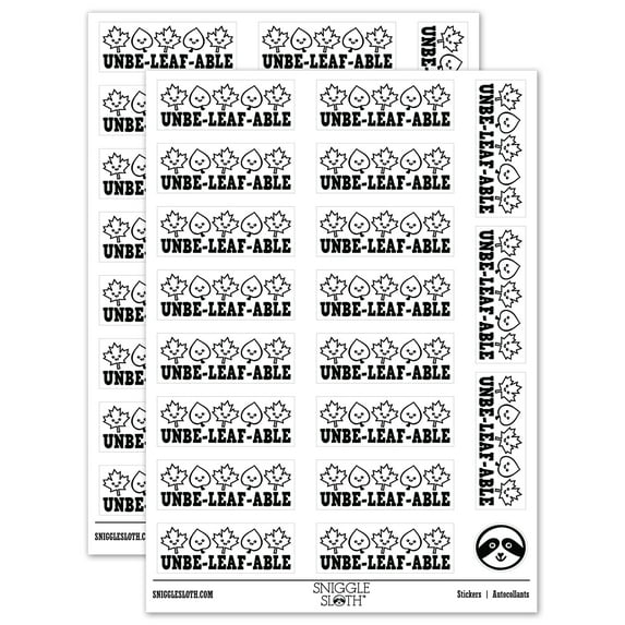 Unbe-leaf-able Unbelievable Work Teacher Student School Sticker Set - White - Gloss Finish - 2.00" Large