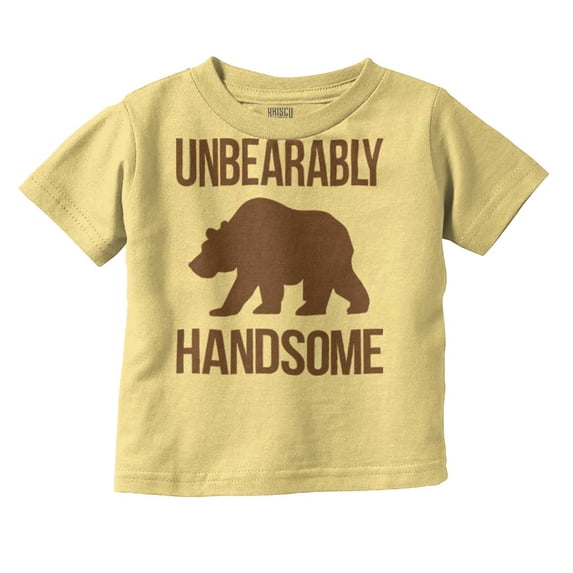 Unbearably Handsome Funny Bear Pun Youth T Shirt Tee Boys Infant Toddler Brisco Brands 4T