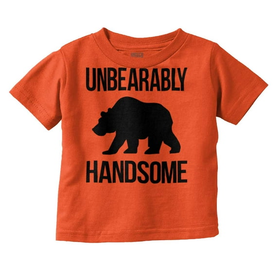 Unbearably Handsome Funny Bear Pun Youth T Shirt Tee Boys Infant Toddler Brisco Brands 4T