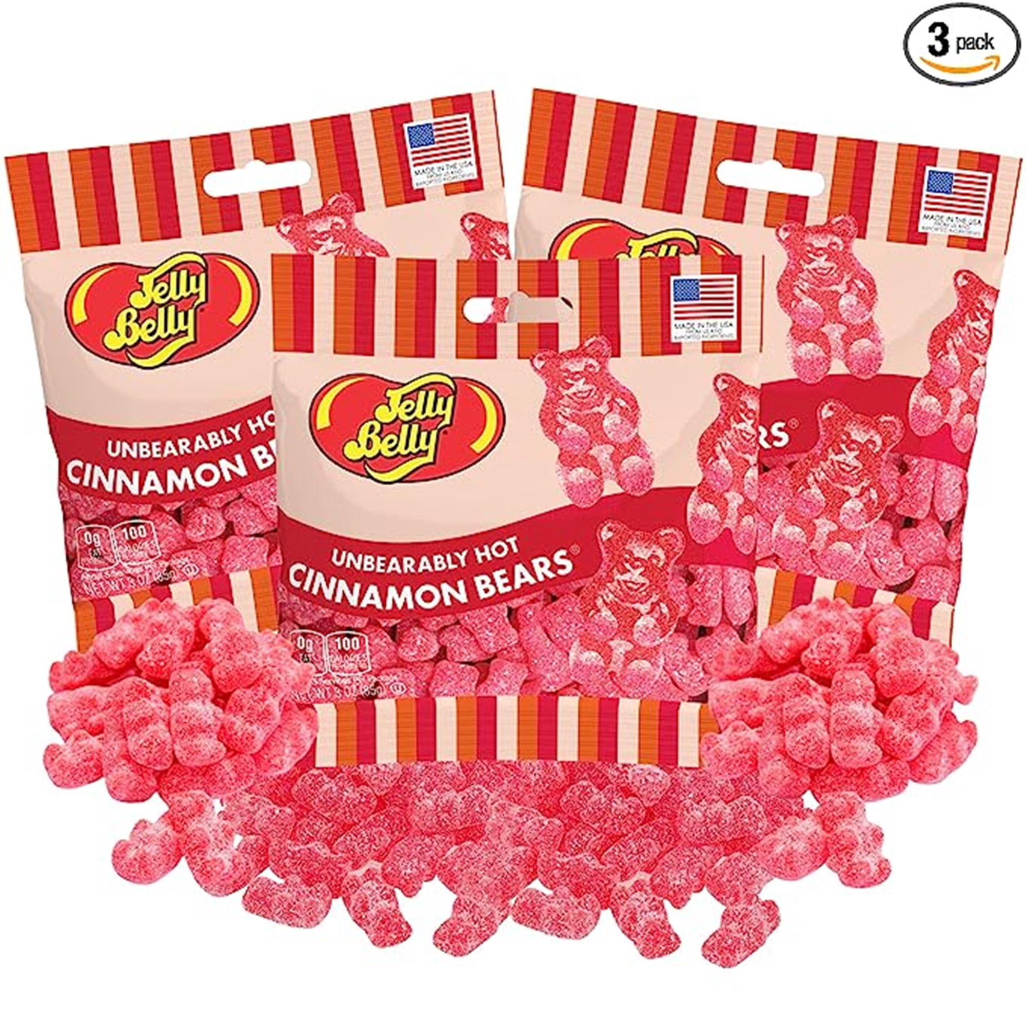 Unbearably Hot Jelly Beans, Hot Chewy Candy, Pack of 3, 3.5 Ounces Per