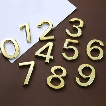 Bksdlh 3 Inch Gold House Numbers, Self-adhesive Mailbox Numbers, Metal Address Signs, for Home Entry, Easy Install