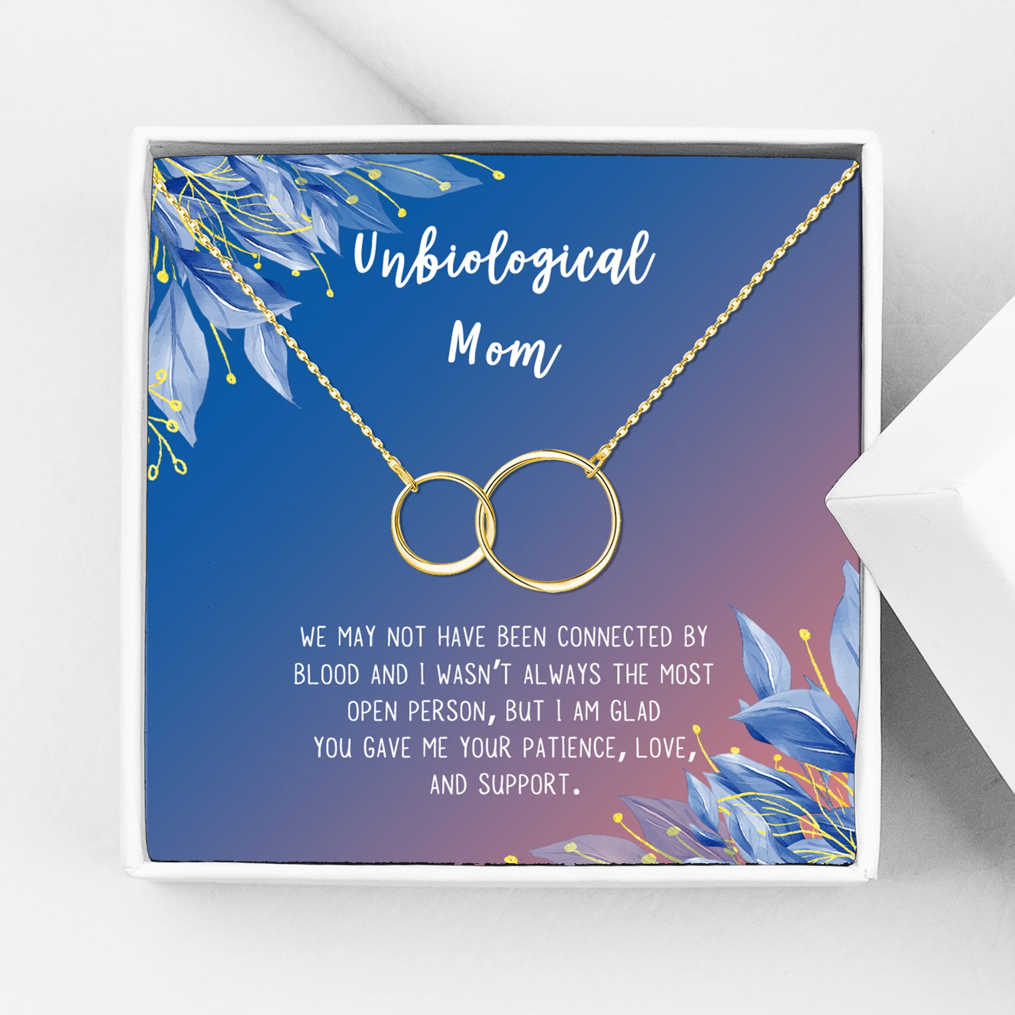 Unbiological Mom Mother's Day Gift for Mom, Mother in Law Gift, Mother's Day Gift Box, Mother's Day Gift Idea, Gift for Mom, Jewelry For Mother[Gold Infinity Ring,Blue-Orange Gradient]