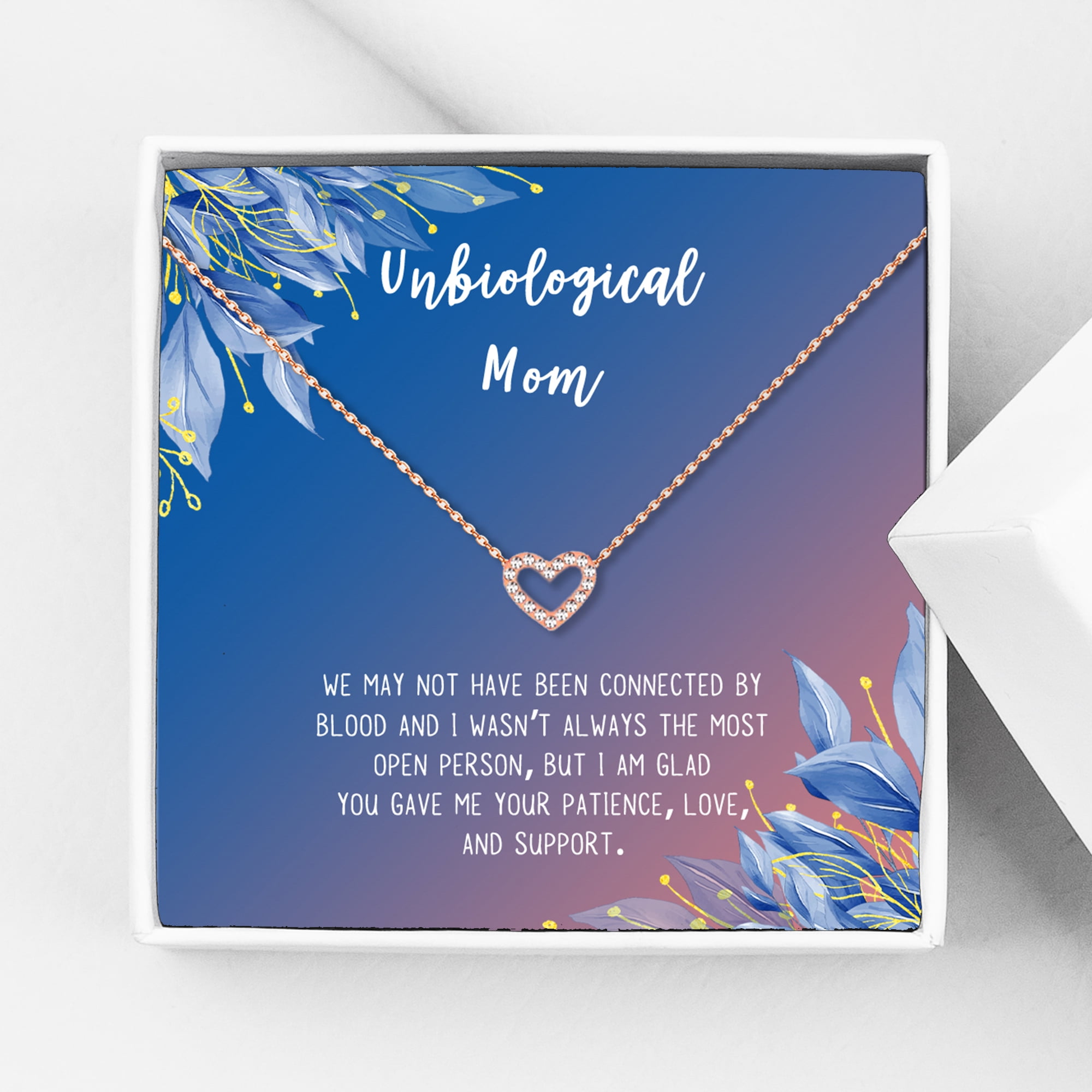 Unbiological Mom Mother's Day Gift for Mom, Mother in Law Gift, Mother's Day Gift Box, Mother's Day Gift Idea, Gift for Mom, Jewelry For Mother[Rose Gold Heart,Blue-Orange Gradient]