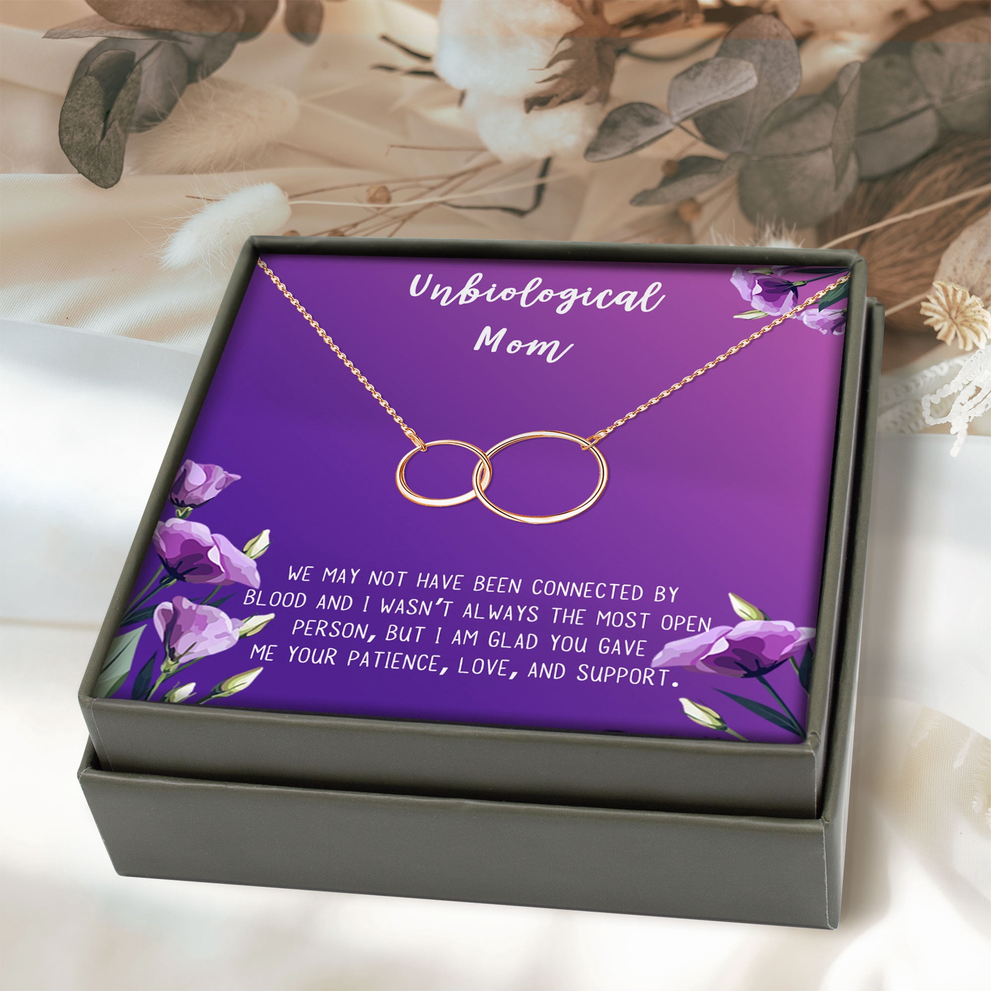Unbiological Mom Mother's Day Gift for Mom, Mother in Law Gift, Mother's Day Gift Box, Mother's Day Gift Idea, Gift for Mom, Jewelry For Mother[Rose Gold Infinity Ring,Purple Gradient]