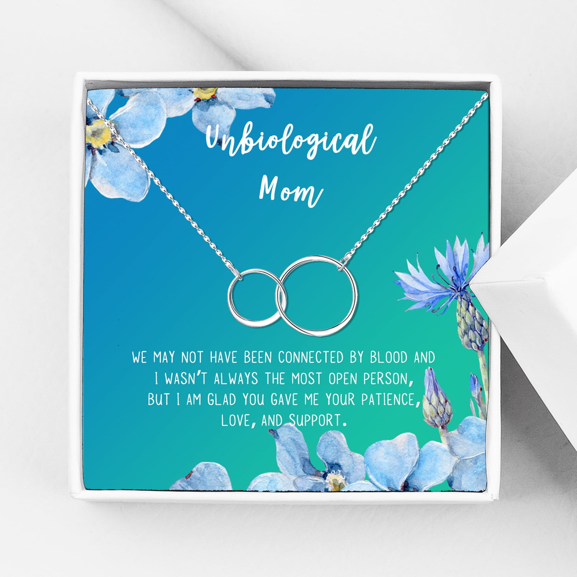 Unbiological Mom Mother's Day Gift for Mom, Mother in Law Gift, Mother's Day Gift Box, Mother's Day Gift Idea, Gift for Mom, Jewelry For Mother[Silver Infinity Ring,Blue-Green Gradient]