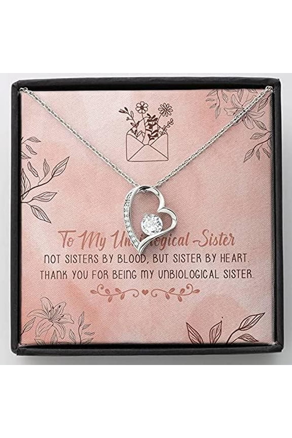 Unbiological Sister Best Friend Gift Jewelry, Long Distance, Quotes, Friends Forever Love Necklace, Christmas idea for sister, Birthday, Graduation Not sister by blood but sister by heart
