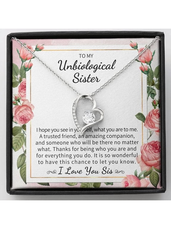 To My Unbiological Sister Gift Birthday Jewelry - Friendship Gifts For Soul, Bonus, Sorority Sister - Best Friend, BFF, Bestie Pendant Necklaces styles On Birthday, Christmas, Anniversary