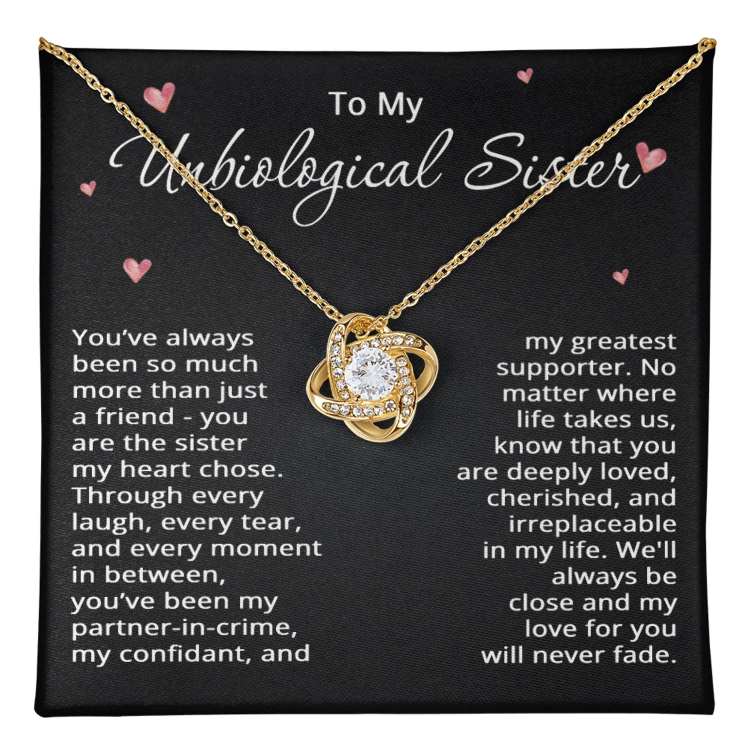 To My Unbiological Sister Necklace for Women Best Friend Gifts for Christmas Bestie Birthday Step Sister Gift for Her Bonus Sister Friendship BFF Sister-in-Law Gift