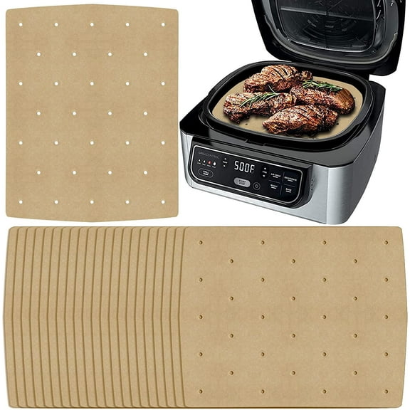 Unbleached Air Fryer Parchment Paper, 100 PCS Perforated Square Air Fryer Liners for Ninja Foodi Grill 5-in-1 AG301 4qt Air Fryer