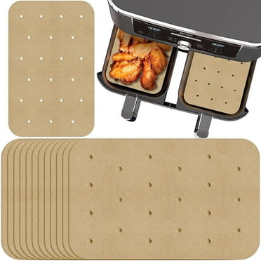 Unbleached Air Fryer Parchment Paper for Ninja Foodi Dual Air Fryer DZ201, DZ401, 100 PCS Perforated Air Fryer Paper Liners, Double Basket Ninja Accessories Sheets